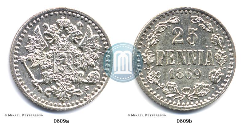 Фото 25 пенни 1869 года S 