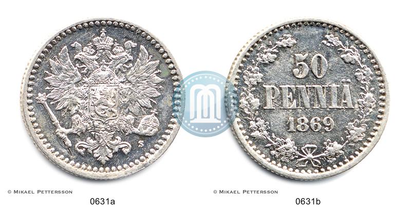 Фото 50 пенни 1869 года S 