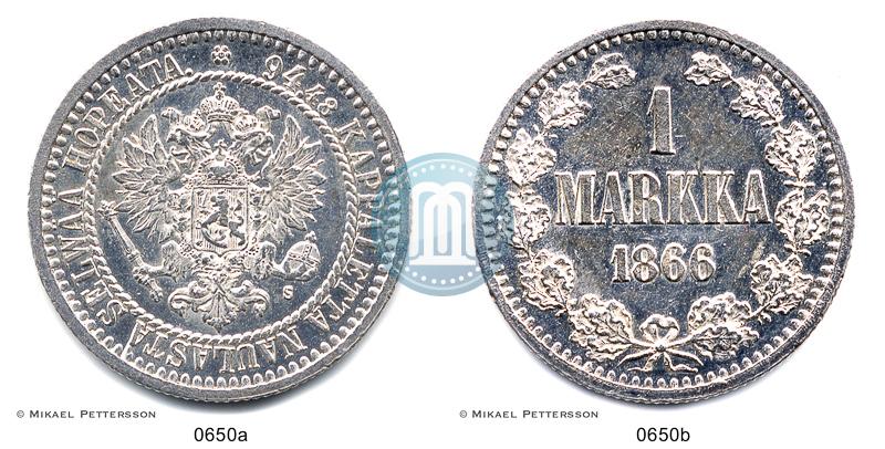 Picture 1 markka 1866 year S 