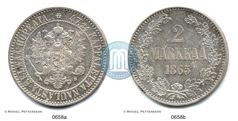 Picture 2 markkaa 1865 year S 