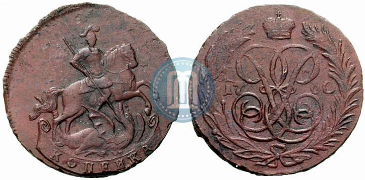 Picture 1 kopeck 1760 year  