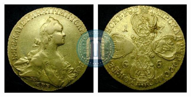 Picture 10 roubles 1766 year СПБ 