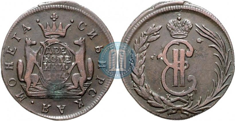 Фото 2 копейки 1774 года КМ 