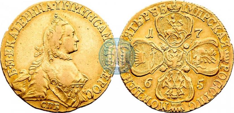 Picture 5 roubles 1765 year СПБ-Т.I. 