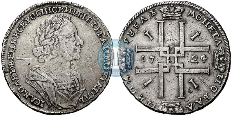 Фото 1 рубль 1724 года  "Портрет в античных доспехах"