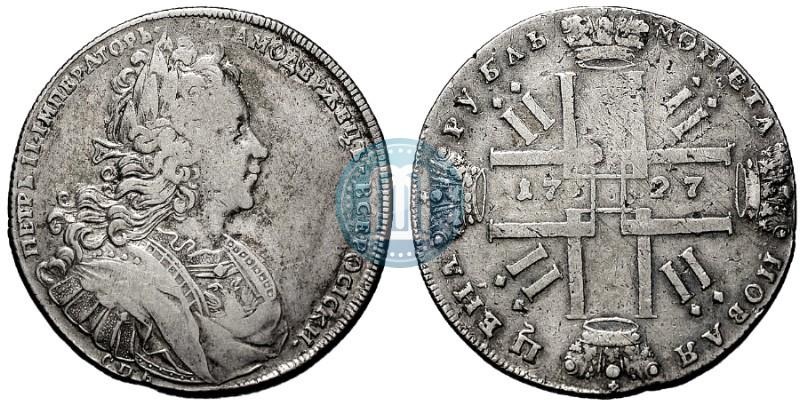 Фото 1 рубль 1727 года СПБ "Петербургский тип"