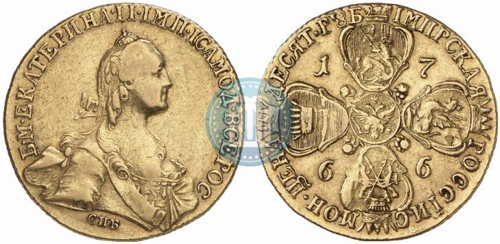 Picture 10 roubles 1766 year СПБ 
