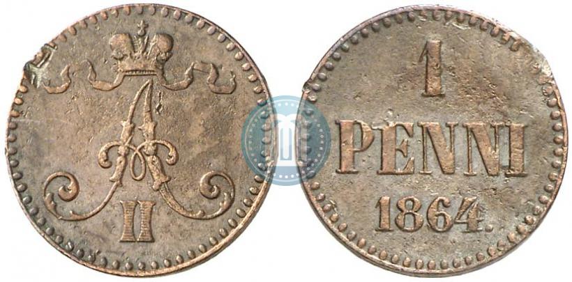 Фото 1 пенни 1864 года  