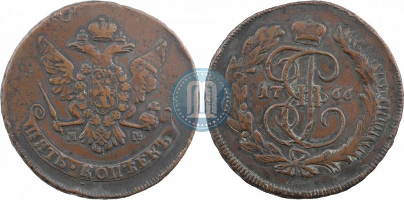 Фото 5 копеек 1766 года ММ 