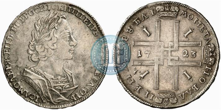 Фото 1 рубль 1723 года  "Портрет в античных доспехах"