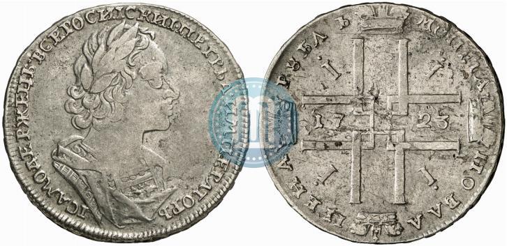 Фото 1 рубль 1723 года  "Портрет в античных доспехах"