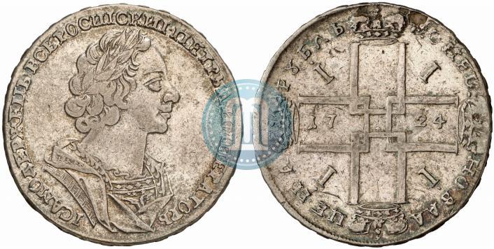 Фото 1 рубль 1724 года  "Портрет в античных доспехах"