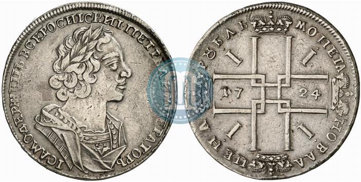 Фото 1 рубль 1724 года  "Портрет в античных доспехах"