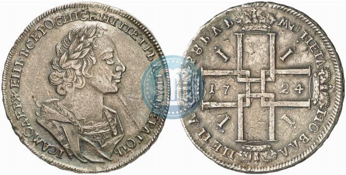 Фото 1 рубль 1724 года  "Портрет в античных доспехах"