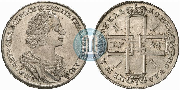Фото 1 рубль 1724 года OK "Портрет в античных доспехах"