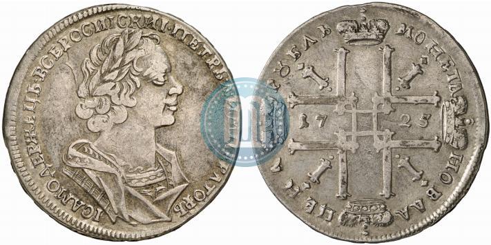 Фото 1 рубль 1725 года  "Портрет в античных доспехах"