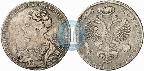 Picture 1 rouble 1726 year  "Moscow type, portrait turned to the left"