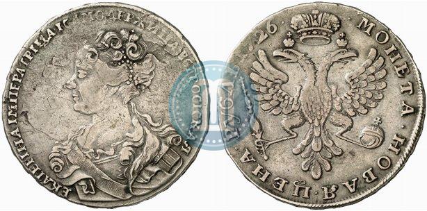 Picture 1 rouble 1726 year  "Moscow type, portrait turned to the left"