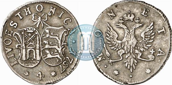 Фото 4 копейки 1757 года  "Ливонез"