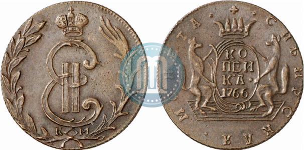 Фото 1 копейка 1766 года КМ 