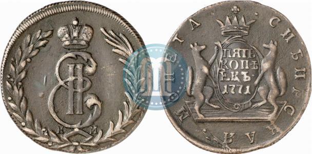 Picture 5 kopecks 1771 year КМ 