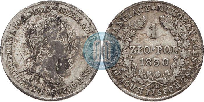 Picture 1 złoty 1830 year FH 