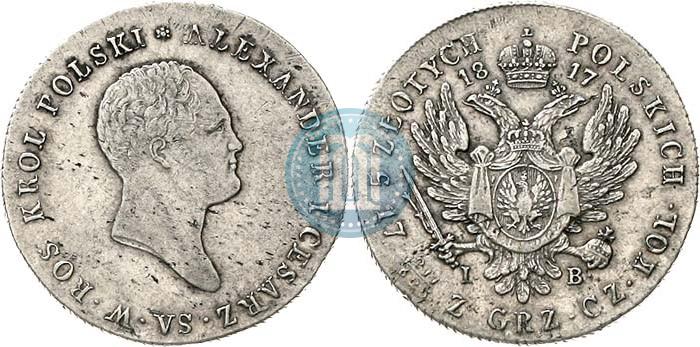 Фото 5 злотых 1817 года IB 