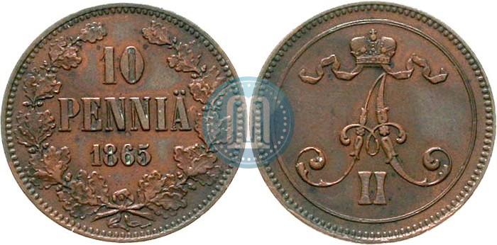 Фото 10 пенни 1865 года  