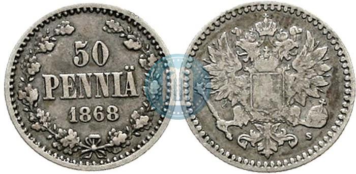Фото 50 пенни 1868 года S 