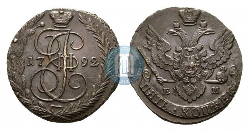 Picture 5 kopecks 1792 year ЕМ 