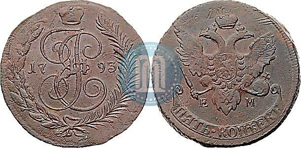 Picture 5 kopecks 1793 year ЕМ 
