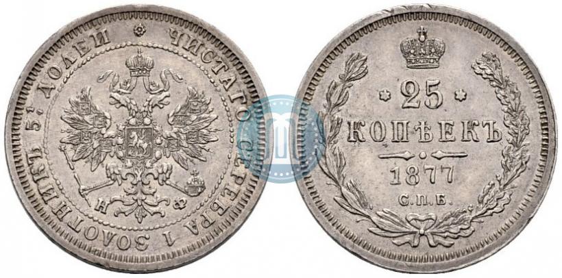 Фото 25 копеек 1877 года СПБ-НФ 