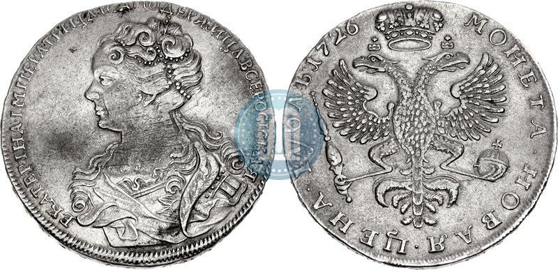 Picture 1 rouble 1726 year  "Moscow type, portrait turned to the left"