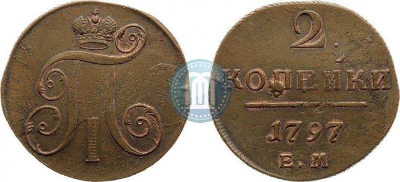 Picture 2 kopecks 1797 year ЕМ 