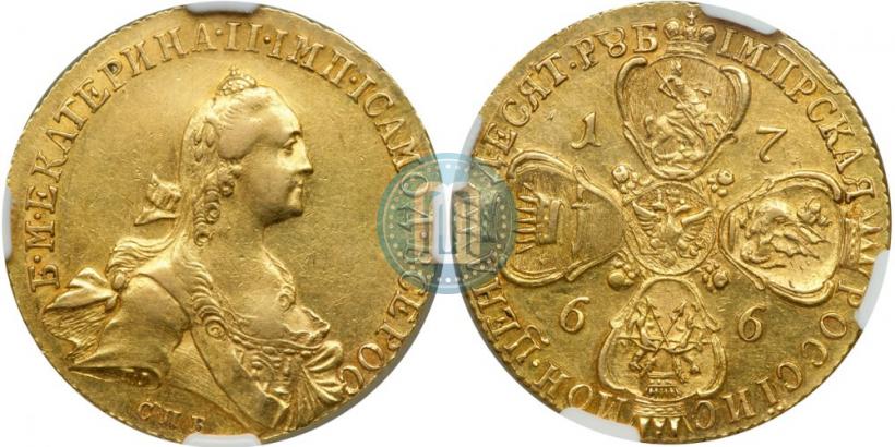 Picture 10 roubles 1766 year СПБ 