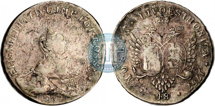 Picture 48 kopecks 1757 year  "For Livonia"