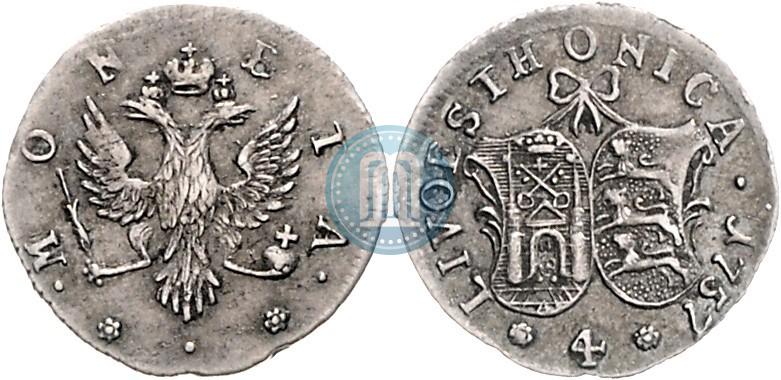 Фото 4 копейки 1757 года  "Ливонез"