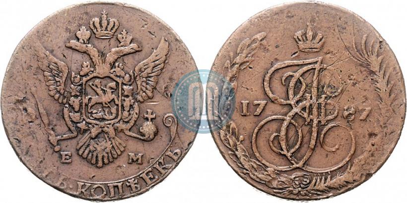 Picture 5 kopecks 1787 year ЕМ 