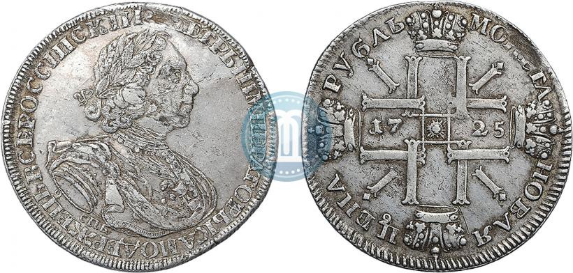 Picture 1 rouble 1725 year СПБ "Sun rouble, portrait in armour"
