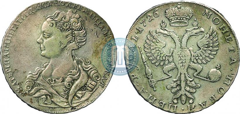Picture 1 rouble 1726 year  "Moscow type, portrait turned to the left"