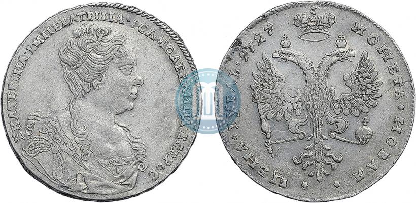 Picture 1 rouble 1727 year  "Moscow type, portrait turned to the right"