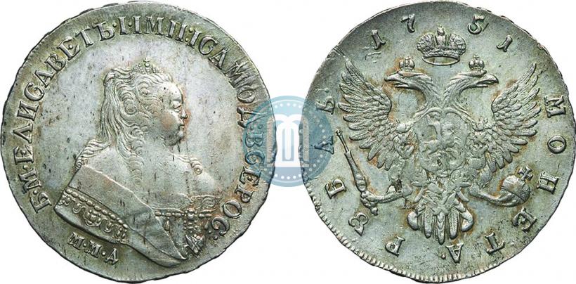 Фото 1 рубль 1751 года ММД 