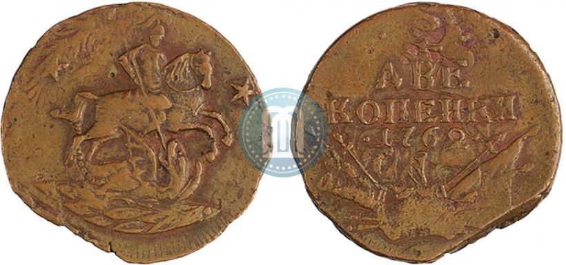 Picture 2 kopecks 1762 year  