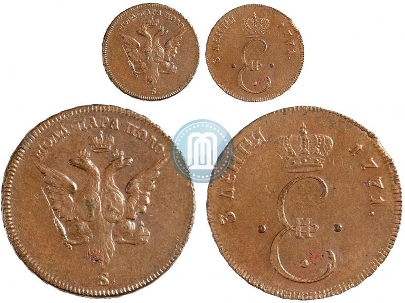 Фото Пара - 3 денги 1771 года S "Большой орел"