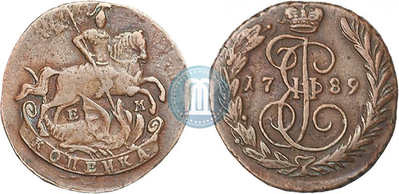 Picture 1 kopeck 1789 year ЕМ 