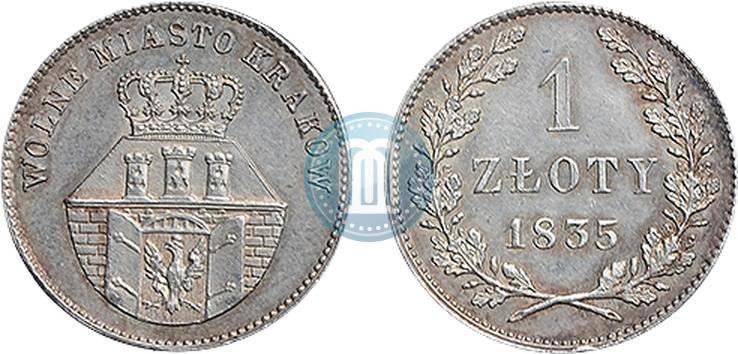 Picture 1 złoty 1835 year  "Free city of Kraków"