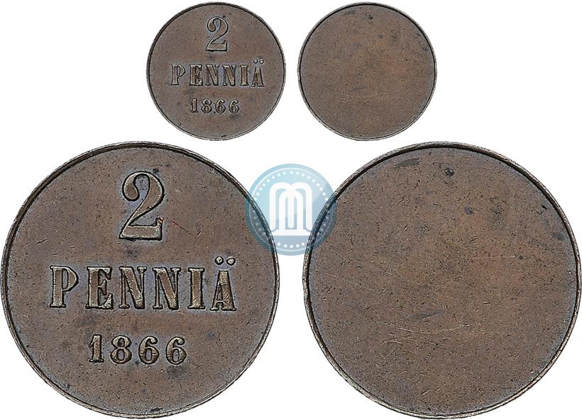 Picture 2 pennia 1866 year  "Pattern"