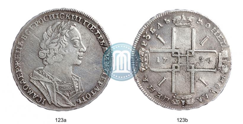 Фото 1 рубль 1724 года  "Портрет в античных доспехах"