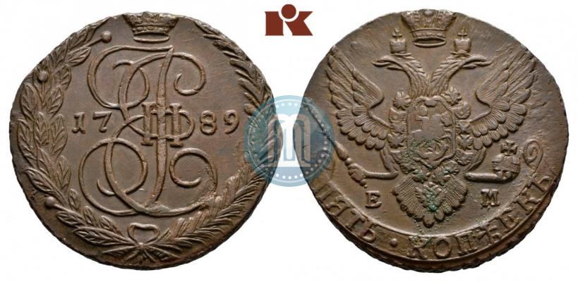 Picture 5 kopecks 1789 year ЕМ 