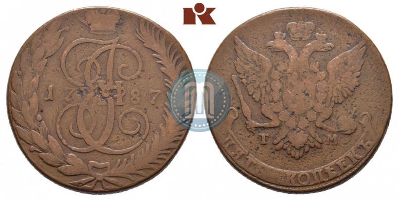 Фото 5 копеек 1787 года ТМ 